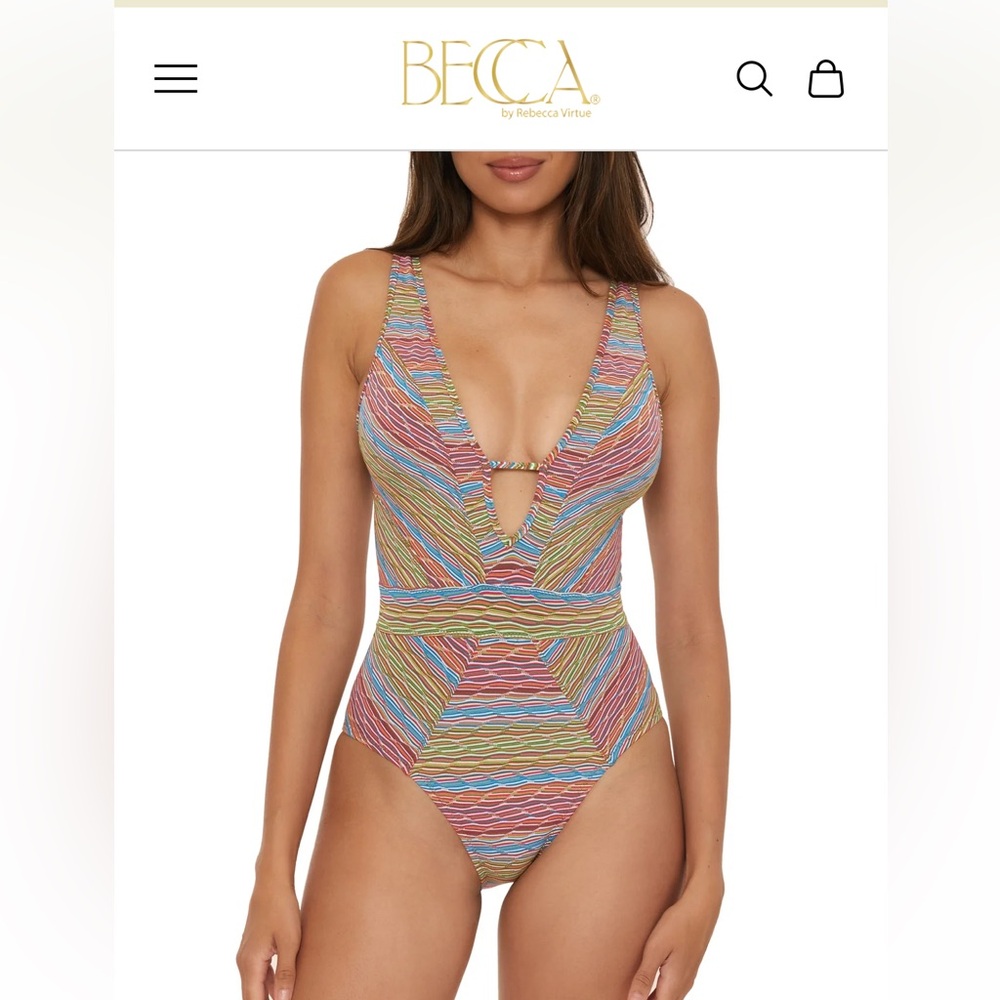 BECCA Free Spirit Plunge One-Piece Swimsuit NWT - Picture 7 of 13